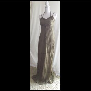 Olive Green cotton Maxi Slip Dress